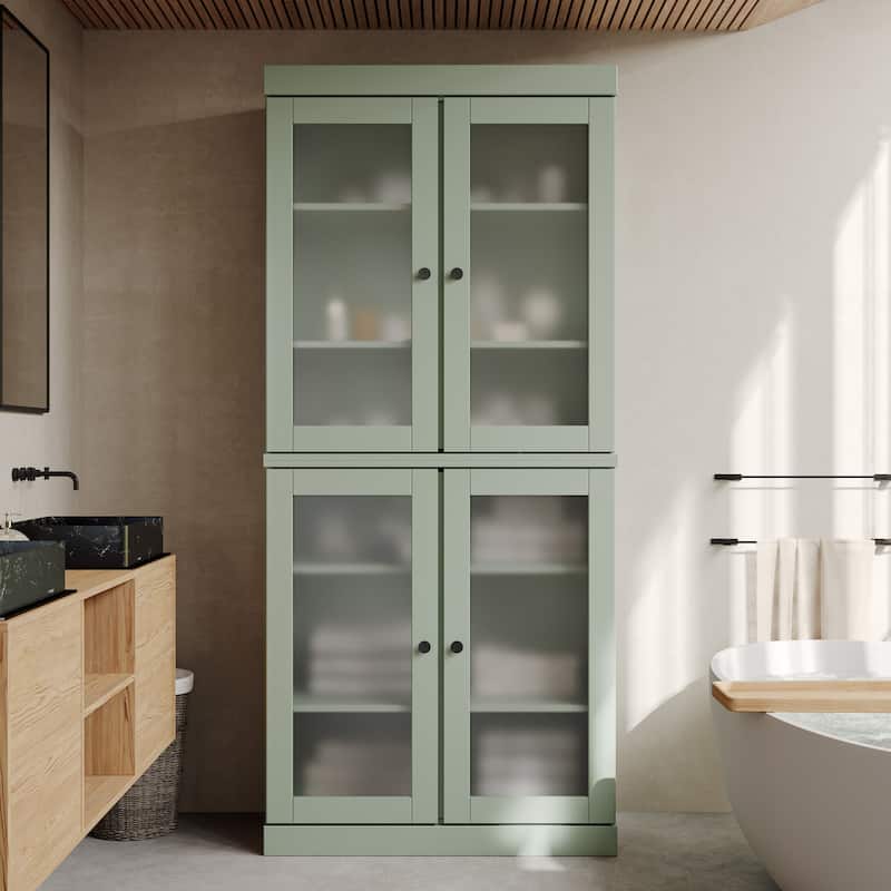 100% Solid Wood 32" Bathroom Cabinet with Optional Doors by Palace Imports - Sage - 4 Doors Frosted