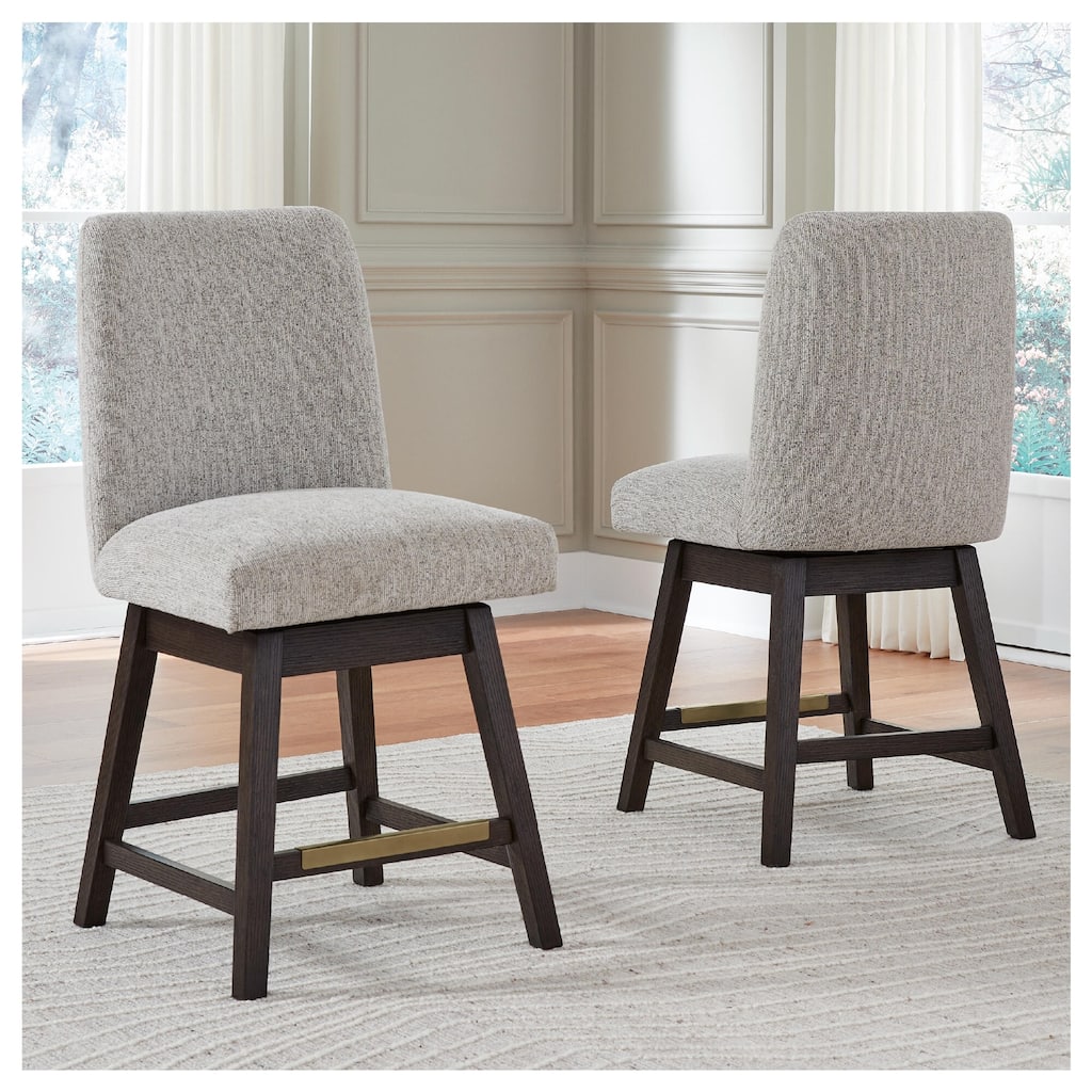 Signature Design by Ashley Burkhaus Beige/Dark Brown Counter Height Barstool （Set of 2) - 20" W x 24.5" D x 40.5" H