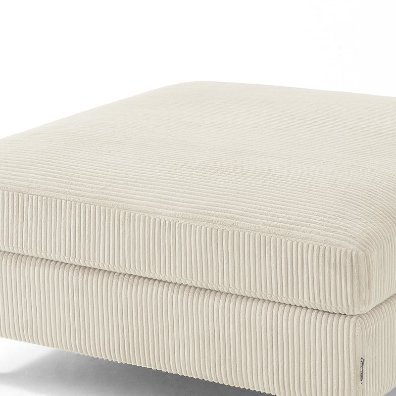 Modern Square Corduroy Upholstered Ottoman With Wood Leg