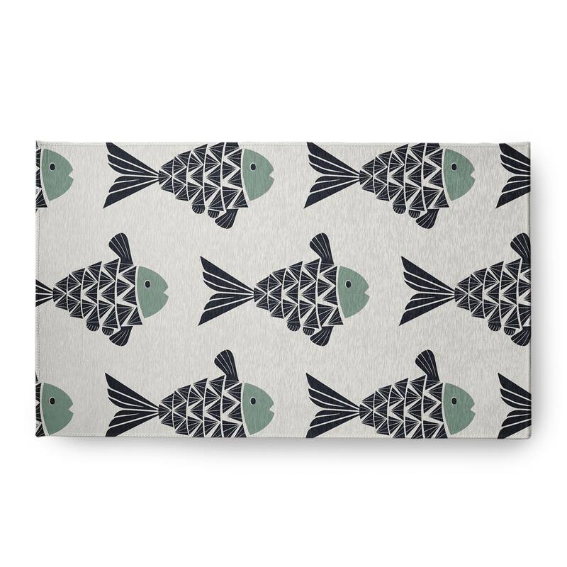 Fish Tales Nautical Chenille Rug - Sage - 18" x 30"