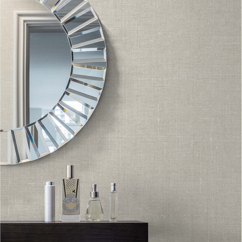 Seabrook Designs Abington Faux Linen Nonwoven Unpasted Wallpaper