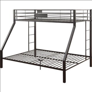 Twin XL Over Queen Bunk Bed with Guardrails and Ladder, Metal Frame ...