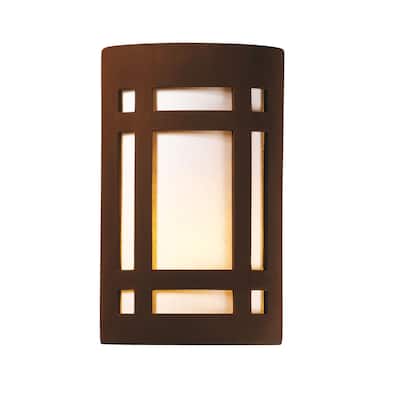 Justice Design Ambiance ADA Real Rust Large Craftsman Window Wall Sconce