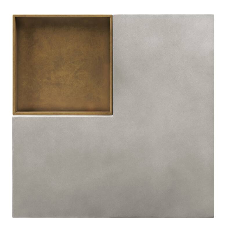 HomeRoots 32" Gray Cement Square Distressed Pedestal Coffee Table - 32' X '17' X '32