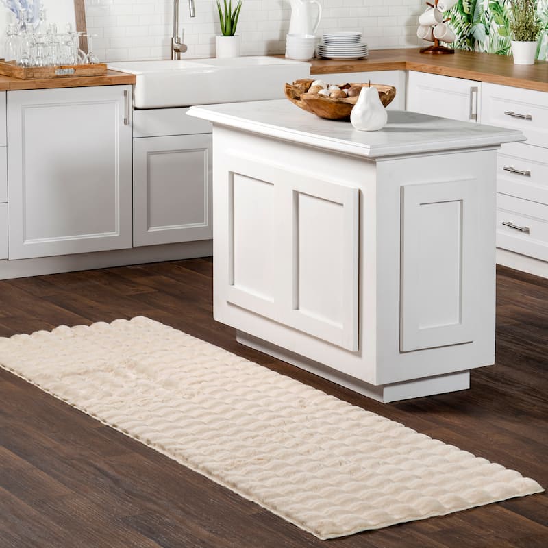 Nuloom Jeni Solid Plush Machine Washable Area Rug - 2' 6" x 8' - Beige - Runner