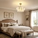 preview thumbnail 7 of 8, 20" Gold Glass Caged Chandelier Ceiling Fan with Light&Remote Control - 20''-4 Lights