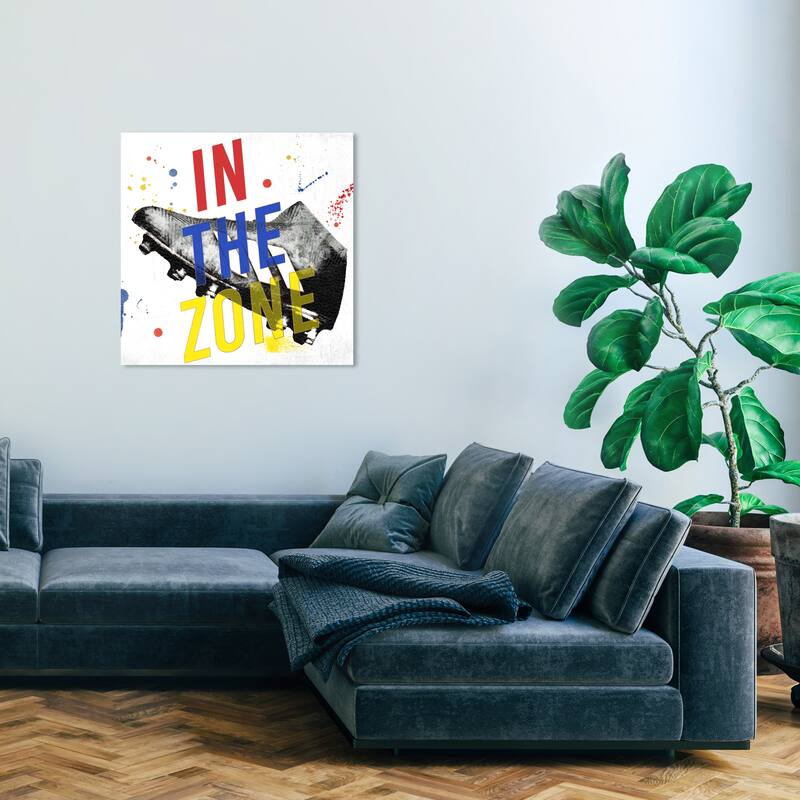 Wynwood Studio Prints Typography and Quotes In The Zones Cleats Red and Modern & Contemporary Wall Art Canvas Print - 30 x 30