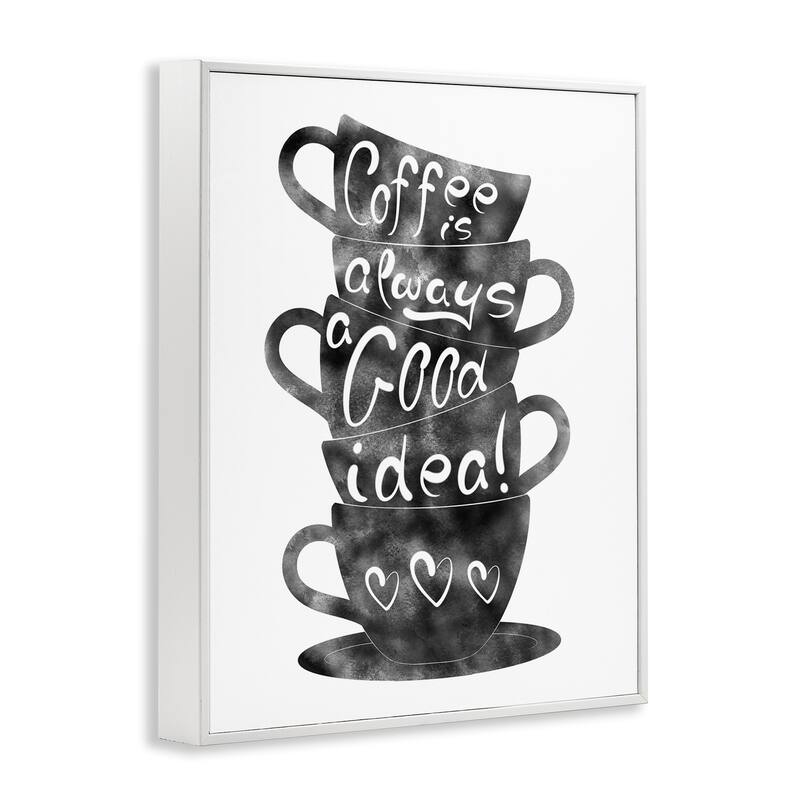 Stupell Coffee Mugs Stacked & Phrase Framed Giclee Art Design By Marcus Prime