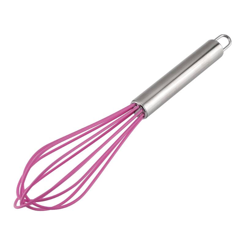 Egg Whisk Silicone Whisk Mixer Kitchen Utensil - Pink - 1 Pcs