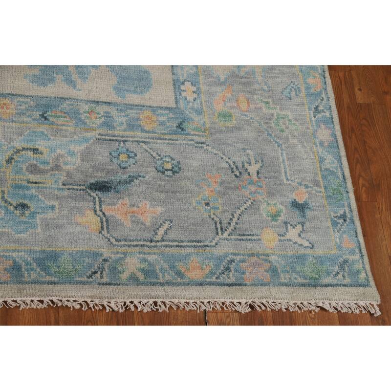Oushak Indian Area Rug Handmade Beige Wool Carpet - 8'0" x 10'5"