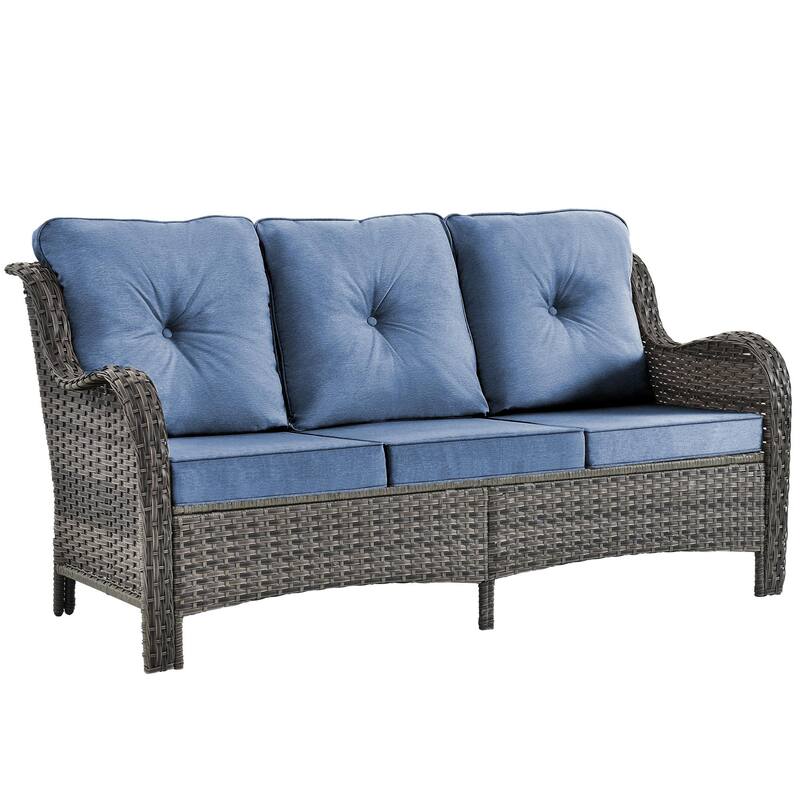 3 Seat Sofa Curved Outdoor Sofa-Wicker Outdoor Couch Outdoor Patio Couch