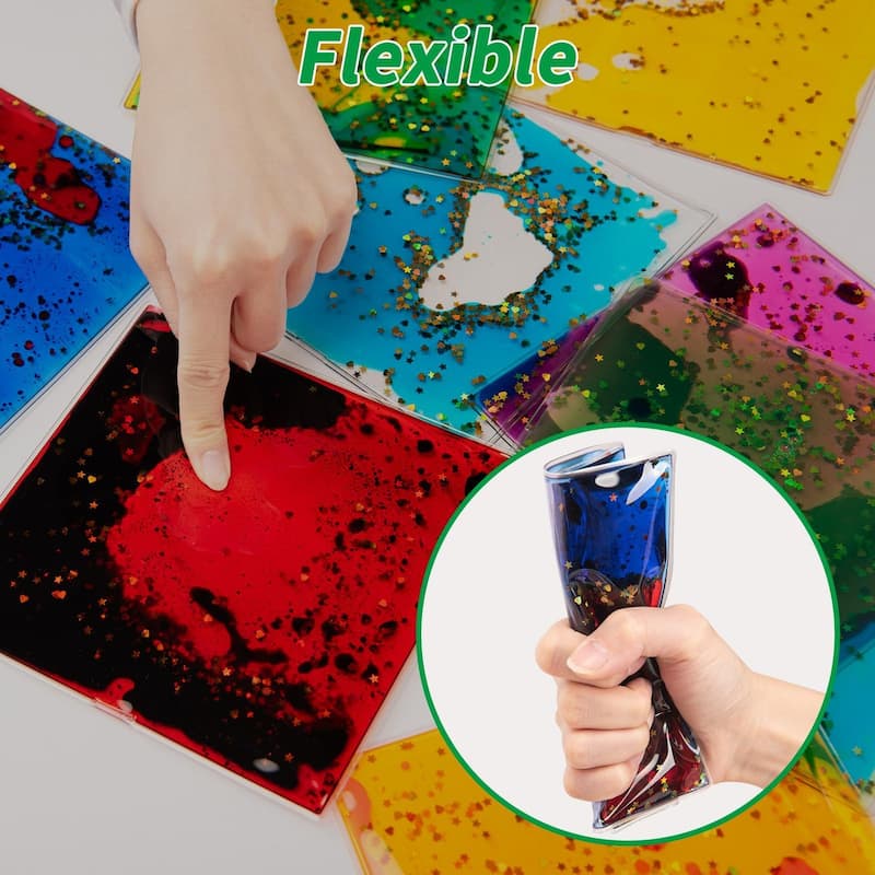 Art3d 12-Pack Colorful Flexible Liquid Play Mats for Children