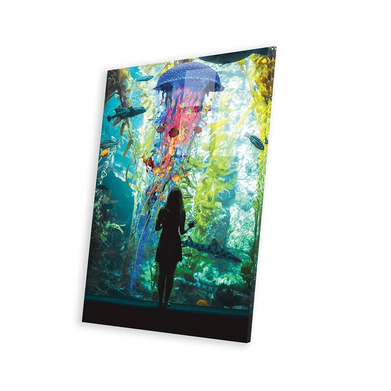 Electric Jellyfish World Is An Aquarium Print On Acrylic Glass by David Loblaw