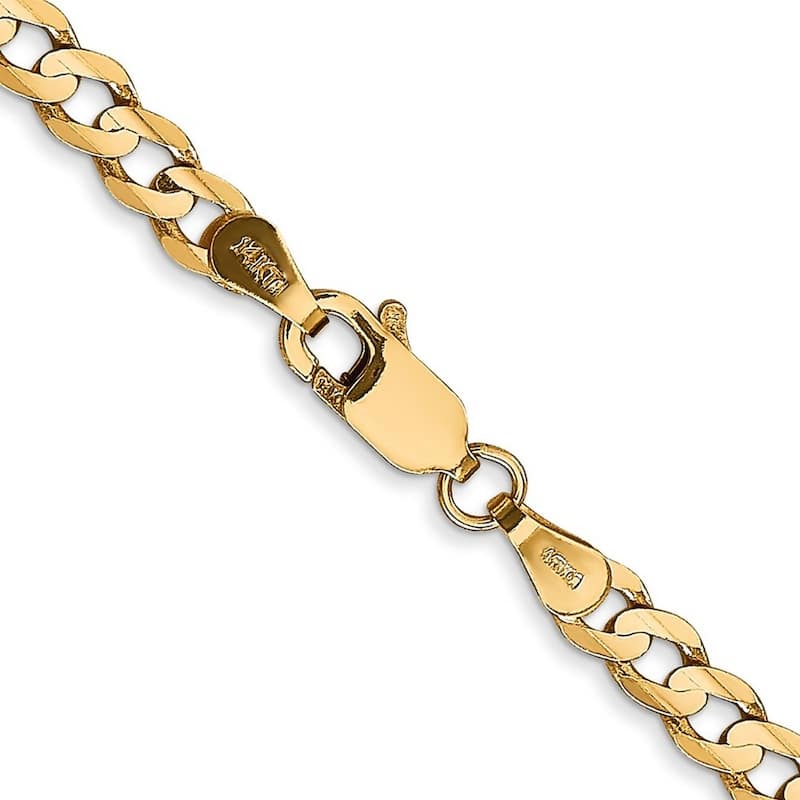 Curata 10k Yellow Gold 3.8mm Open Concave Curb Chain Bracelet Options: 7" 8" 9"