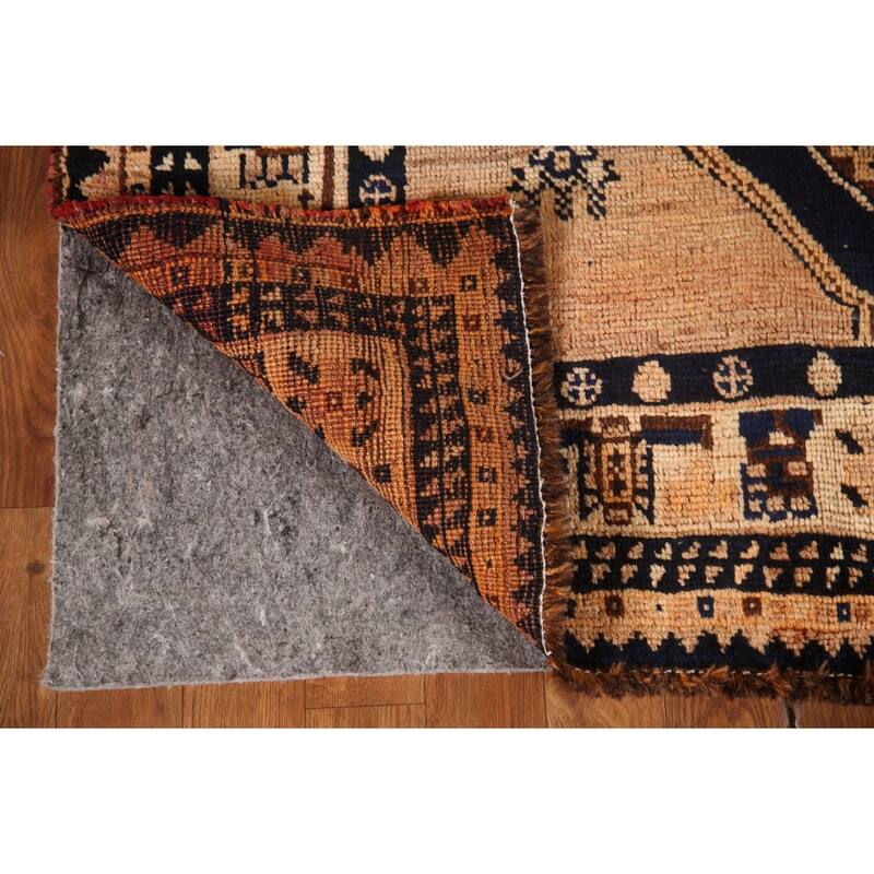 Handmade Oriental Vegetable Dye Qashqai Persian Vintage Area Rug - 4'0"x 8'4"