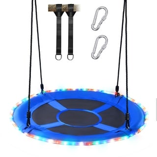 Trekassy 700lbs 40'' Saucer Tree Swing with LED Lights for Kids Adults Outdoor 2 Tree Hanging Straps