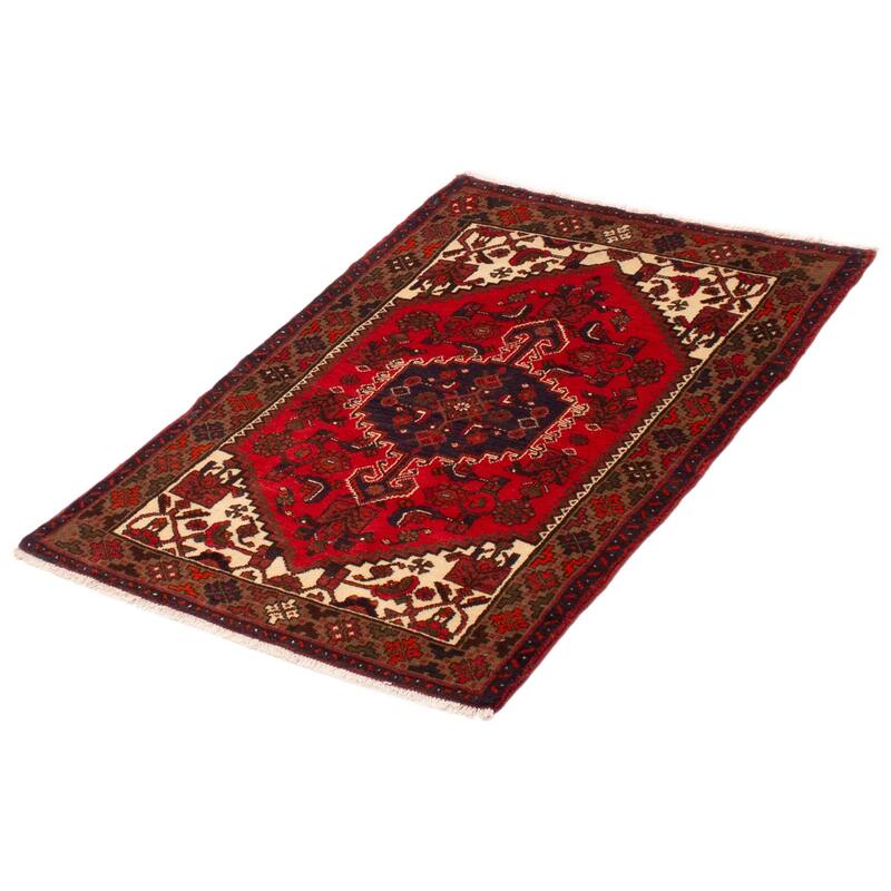 ECARPETGALLERY Hand-knotted Andelz Red Wool Rug - 3'3 x 4'9