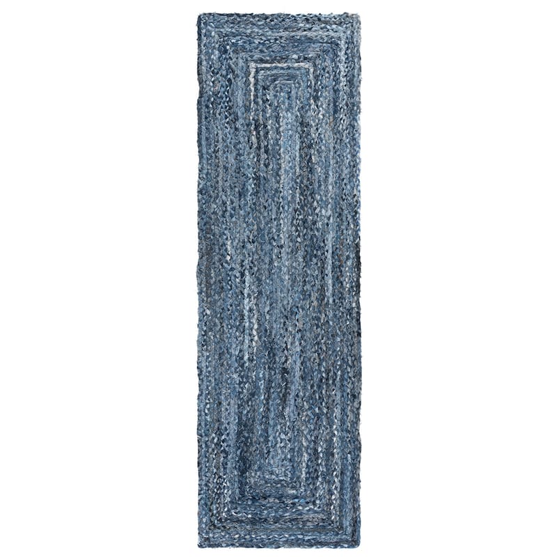 SAFAVIEH Georgine Handmade Nanny Braided Bohemian Cotton Rug - 2'3" x 8' Runner - Denim/Blue