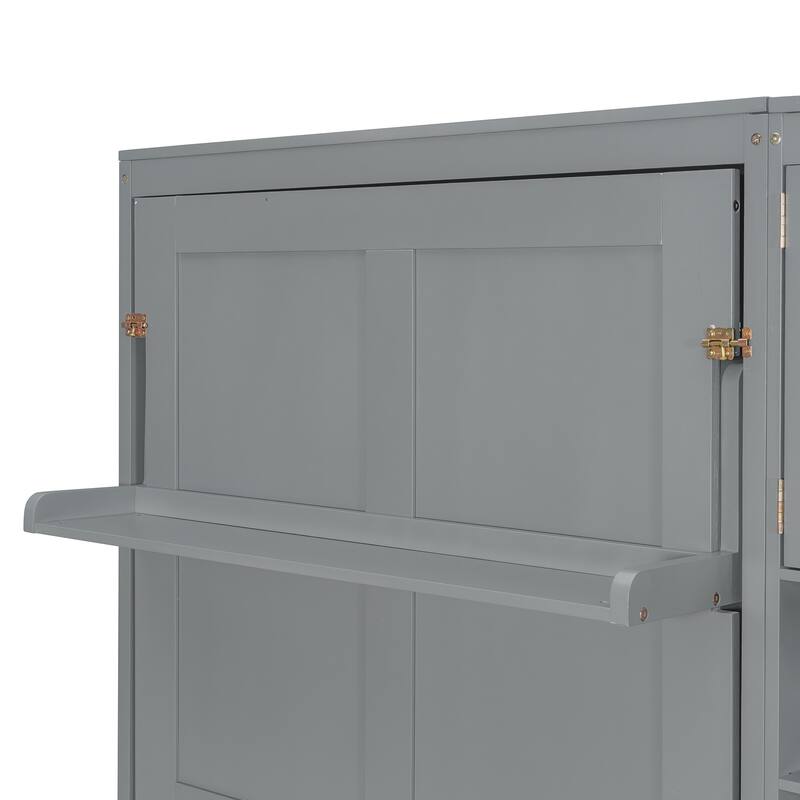 Dual Twin Wall Murphy Beds with Cabinets & Shelves, Space-Saving Bedroom Solution