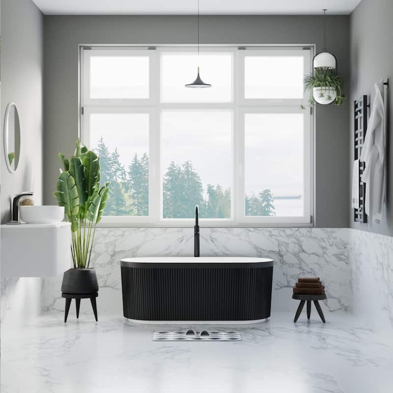 Repose 59" Fluted Acrylic Soaking Tub - Oval - 29D x 59W x 23H