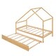 preview thumbnail 8 of 6, Solid Pine Wood House Bed with Twin Size Trundle - Maximized Space and Comfort