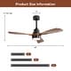 preview thumbnail 2 of 52, Sofucor 48 Inch Ceiling Fan with Light and Remote,Solid Wood Blades Low Profile,Smart Optional Work with Alexa/Google/App