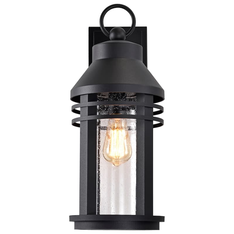 Wilton 1 Light Large Wall Lantern Matte Black with Clear Seeded Glass