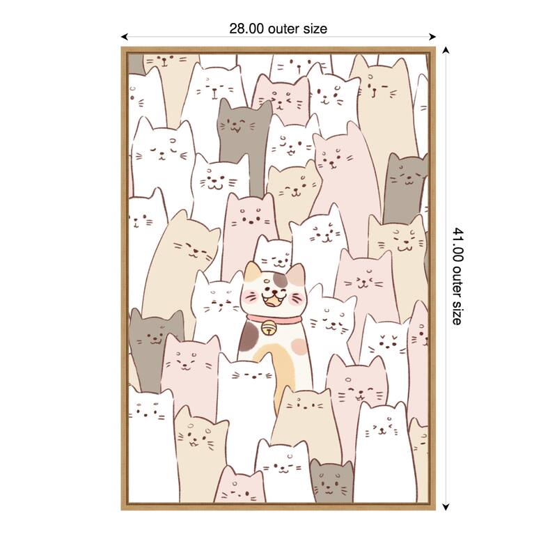 Cute Kittens by Xuan Thai Framed Canvas Wall Art Print - 28 x 41 in