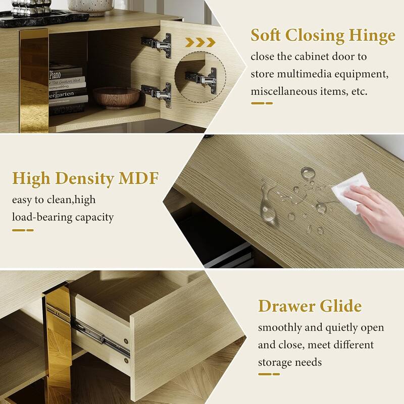 79 inch Wood TV Stand Partial Assembly Entertainment Center Modern Media Console with Drawers and Storage Cabinets