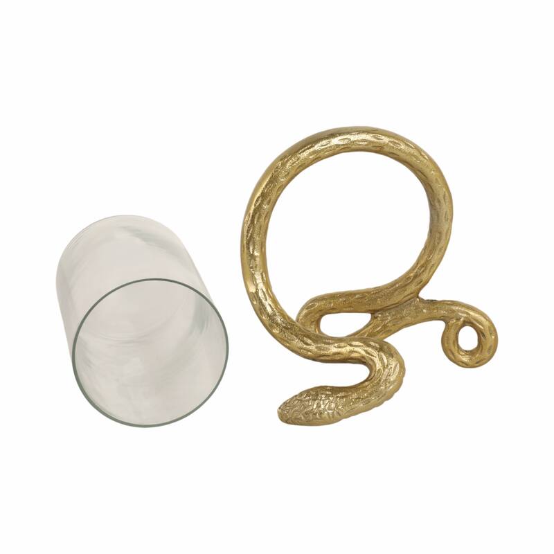 Modern Metal Snakaround Pillar Candle Holder for Home Decor - Gold
