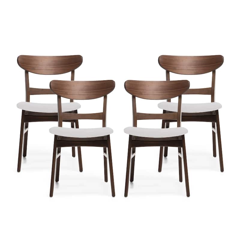 Idalia Mid-century Modern Dining Chairs (Set of 4) by Christopher Knight Home - Light Beige + Walnut