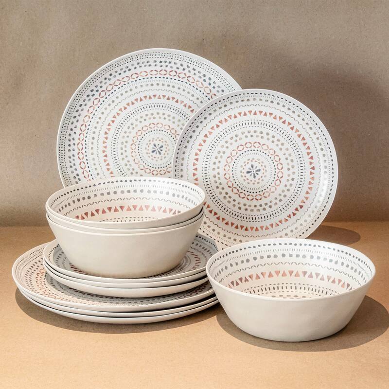 Abode Homewares by TarHong Desert Mandala Dinner Plate, Planta Matte, 10.5 x 0.8", Set of 6