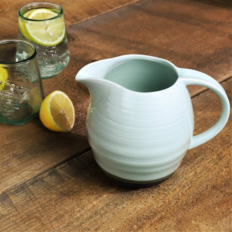 Euro Ceramica Diana 1.6 Liter Green Porcelain Pitcher with Handle - 54 oz