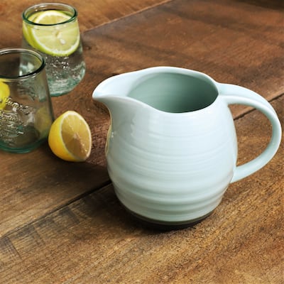 Euro Ceramica Diana 1.6 Liter Green Porcelain Pitcher with Handle - 54 oz
