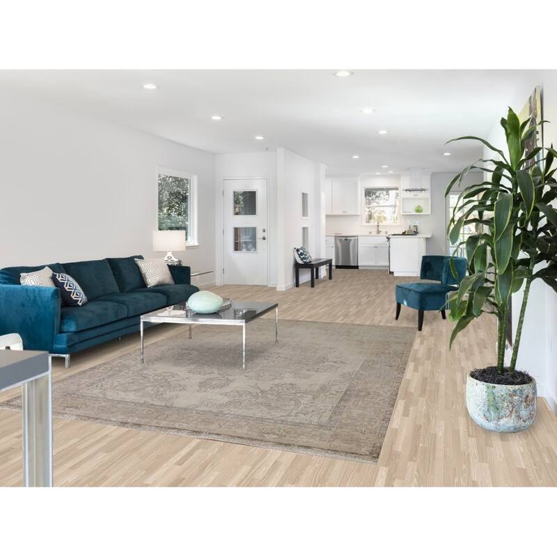 Hand Knotted Oriental 100% Wool Carpet Traditional Floral Beige & Ivories Tabriz Area Rug - 9' 7'' X 6' 7''