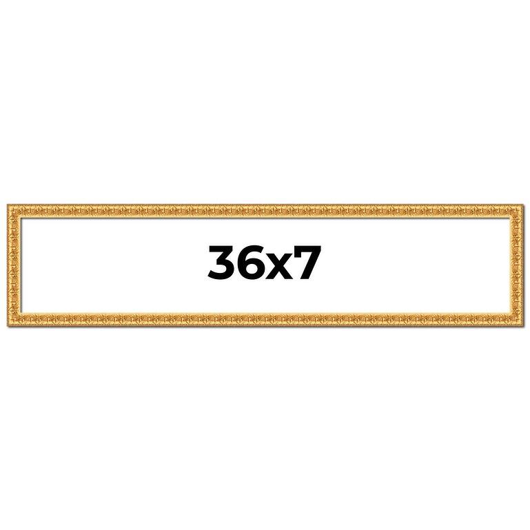 36x7 Frame Gold Real Wood Picture Frame Width 1 inches | Interior
