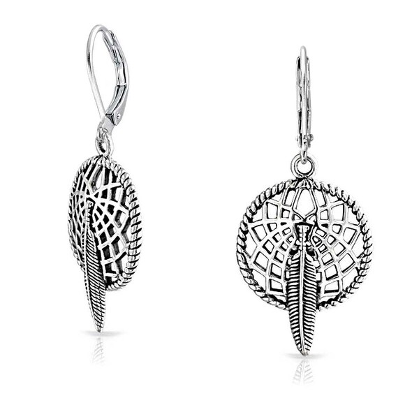 Dream Catcher Dangle Earrings Feathers Dreamcatchers NEW 925 Sterling Silver