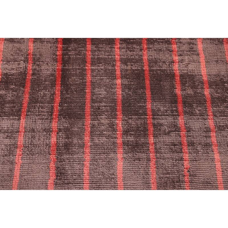 ECARPETGALLERY Hand Loomed Elysian Dark Brown, Light Grey Viscose Rug - 6'7 x 9'2