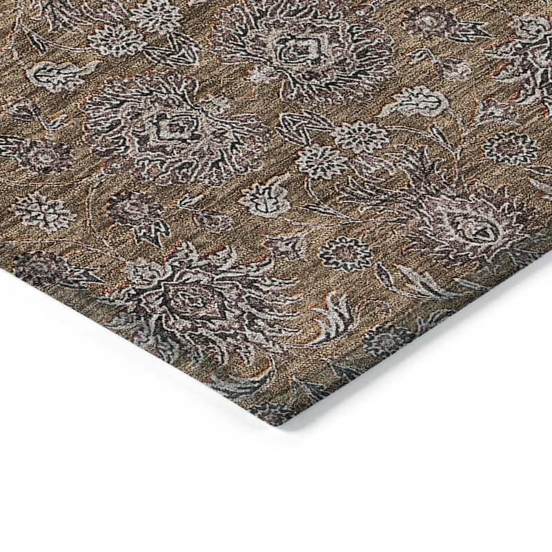 Machine Washable Indoor/ Outdoor Chantille Traditional Floral Rug