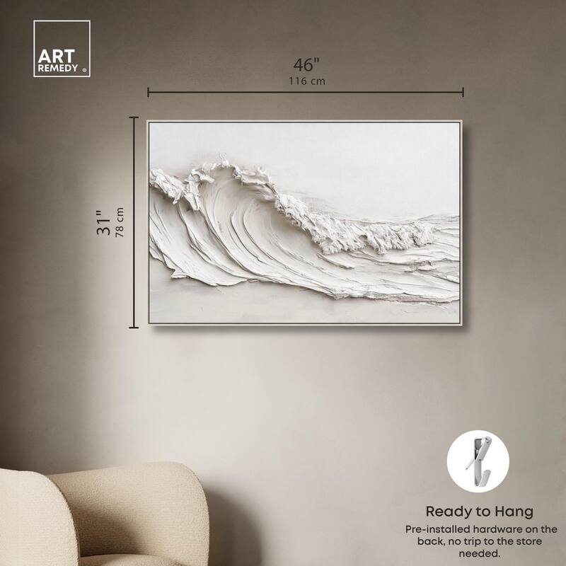 Wave on White Canvas by Art Remedy