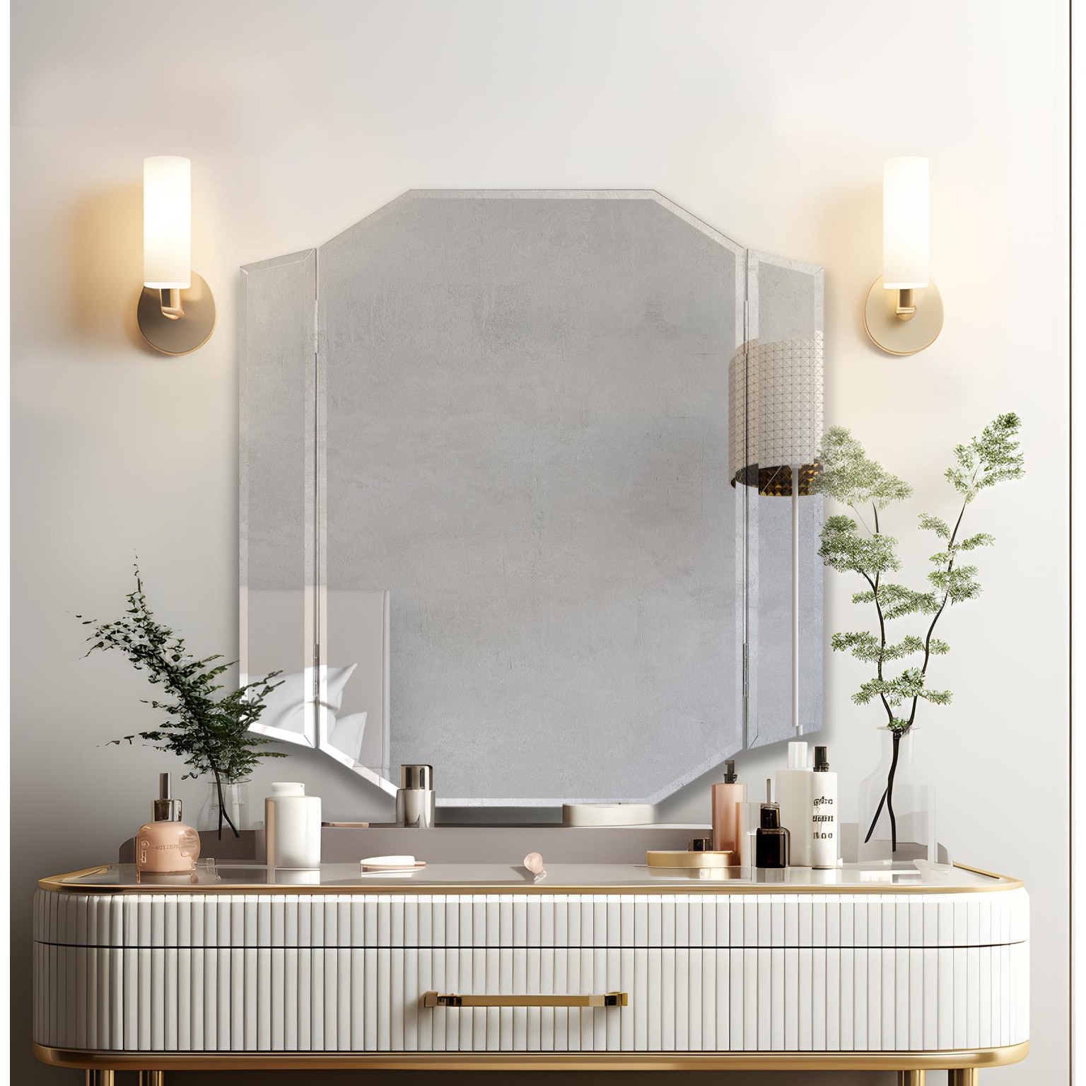 Allan Andrews Bi-Fold Curved Vanity Mirror
