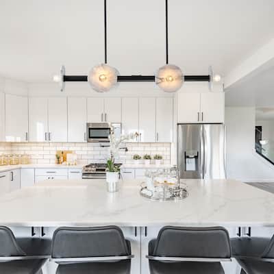 Fina 6-Light Matte Black Modern Linear Chandelier for Dining Areas - 37.75