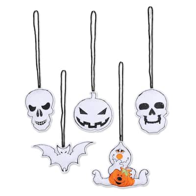 Novica Handmade Bright Halloween Wool Felt Ornaments (Set Of 5)