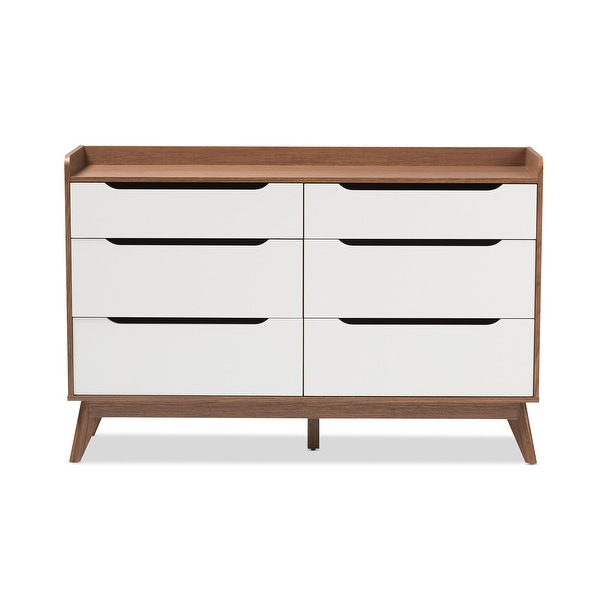 Carson Carrington Borlange 6 Drawer Mid Century White Walnut Chest