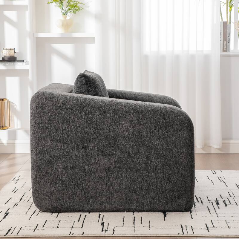 40" Convertible Chenille Floor Sofa Bed, Foldable Boneless Mattress Cloud Single Couch Lounge Chair with Armrest & Pillow