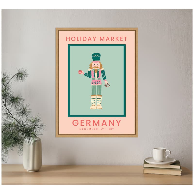 Kate and Laurel Sylvie Framed Canvas German Christmas Market by Leonora Jennifer Benza