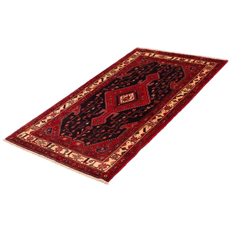 ECARPETGALLERY Hand-knotted Anatolian Vintage Navy, Red Wool Rug - 4'6 x 7'7