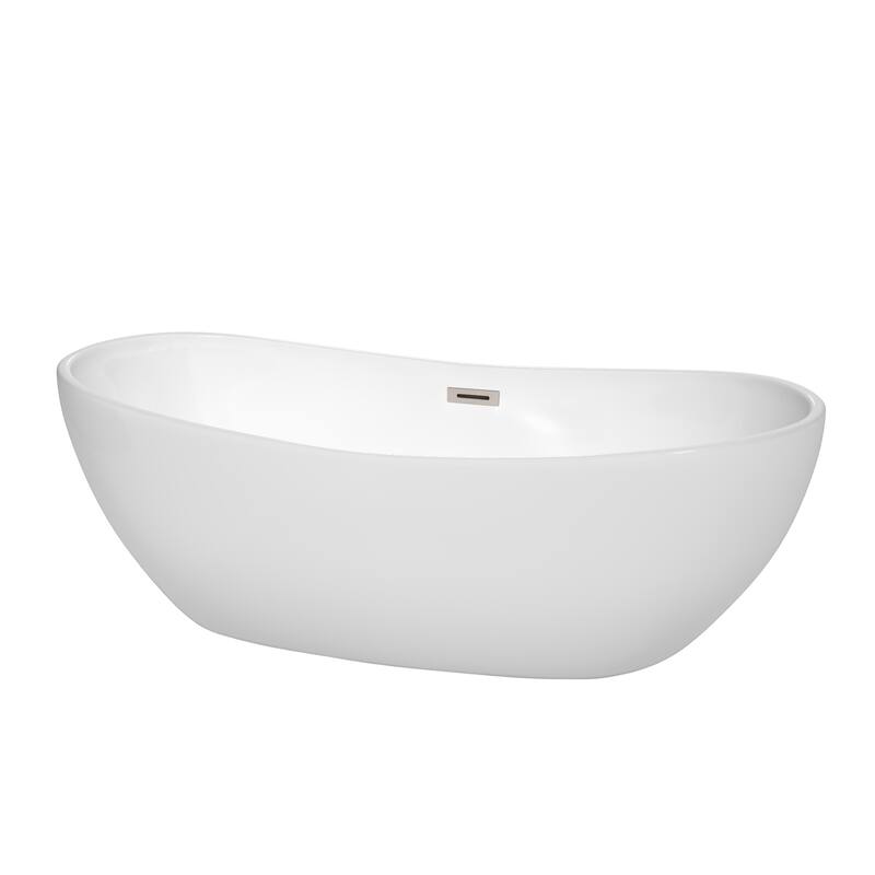 Wyndham Collection Rebecca 70-inch White Freestanding Soaking Bathtub