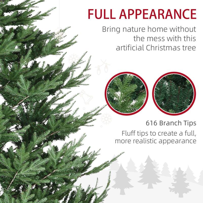 6FT/7.5FT/9FT Unlit Artificial Christmas Tree with Flame-Retardant Design and Metal Base