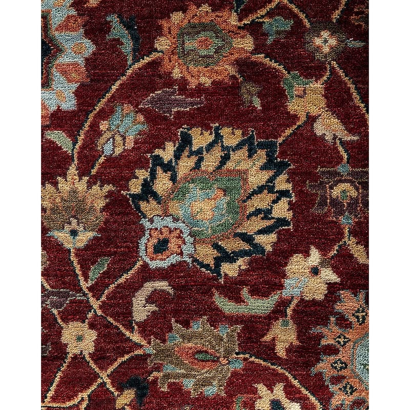 Indo Persian One-of-a-Kind Hand-Knotted Area Rug - Red, 9' 1" x 11' 9" - 9' 1" x 11' 9"